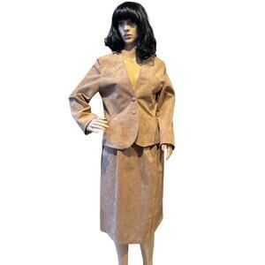 American Vintage 80's Custom made Suede Jacket and skirt suit size small